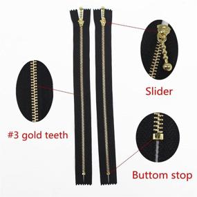 img 2 attached to 🔑 YaHoGa 10PCS 14 Inch #3 Gold Metal Zippers - Stylish Closures for Sewing Purse Bags Crafts Jackets Dresses Coats (Gold 14&#34;)