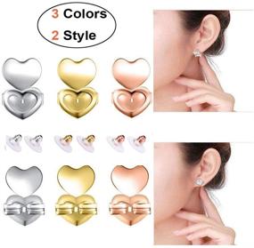 img 3 attached to Revive Your Earrings with 6 Pairs of Hypoallergenic Earring Lifters: Adjustable Safety Locks for Droopy Ears & Heavy Earlobes (Heart)