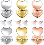 revive your earrings with 6 pairs of hypoallergenic earring lifters: adjustable safety locks for droopy ears & heavy earlobes (heart) logo