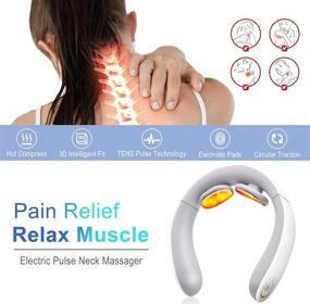 img 3 attached to TENS Electric Pulse Neck Massager for Pain Relief: Intelligent Neck Massager with Heat, Cordless Design, 5 Modes, 15 Levels, Smart Neck Relax Massager with 4 Electrode Patches - Ideal Father's Day Gift