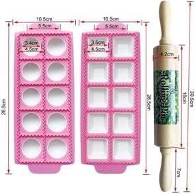 img 3 attached to 🍝 Gladworts Ravioli Maker & Cutter: Perfect Mould for Large Round + Square Ravioli, with Plastic Pastry Mold & Wooden Rolling Pin