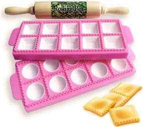 img 4 attached to 🍝 Gladworts Ravioli Maker & Cutter: Perfect Mould for Large Round + Square Ravioli, with Plastic Pastry Mold & Wooden Rolling Pin