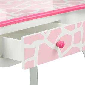 img 1 attached to 💄 Teamson Kids Pretend Play Vanity Table and Chair Set with Mirror, Makeup Dressing Table and Drawer, Fashionable Giraffe Print Design, Gisele Pink and White Vanity Set for Kids