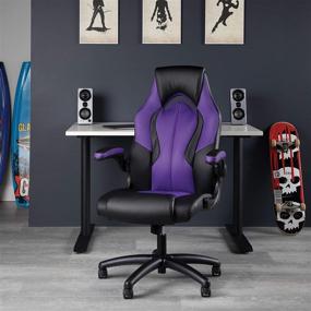 img 3 attached to Premium Purple Gaming Chair: OFM ESS Collection High-Back Racing Style Bonded Leather Chair (ESS-3086-PUR)