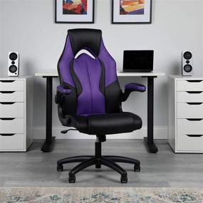 img 1 attached to Premium Purple Gaming Chair: OFM ESS Collection High-Back Racing Style Bonded Leather Chair (ESS-3086-PUR)