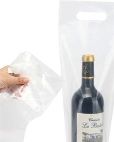 img 1 attached to Wine Bottle Doggy Bag – Pack of 50: Clear Carryout 🍾 Adhesive Seal Tamper Proof Travel Bags for Restaurants, Bars, and Dinner Parties