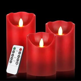 img 3 attached to 🕯️ Vickiss Flameless Candles: Premium Battery Operated Wax Pillar LED Candles - Remote Controlled Timer Included (Burgundy Set of 3 Sizes: 4", 5", 6")