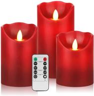 🕯️ vickiss flameless candles: premium battery operated wax pillar led candles - remote controlled timer included (burgundy set of 3 sizes: 4", 5", 6") логотип