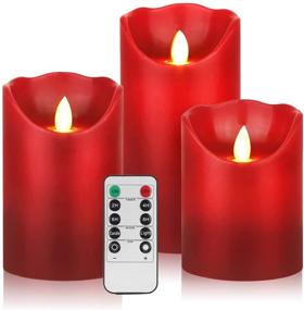 img 4 attached to 🕯️ Vickiss Flameless Candles: Premium Battery Operated Wax Pillar LED Candles - Remote Controlled Timer Included (Burgundy Set of 3 Sizes: 4", 5", 6")