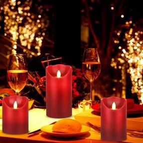 img 2 attached to 🕯️ Vickiss Flameless Candles: Premium Battery Operated Wax Pillar LED Candles - Remote Controlled Timer Included (Burgundy Set of 3 Sizes: 4", 5", 6")