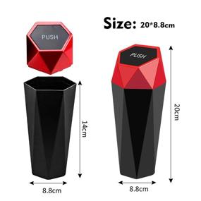 img 3 attached to 🚗 Compact Mini Car Trash Can with Lid - Rhombus Design - 2pcs Set - Ideal for Automotive Car, Home, Office, Kitchen, Bedroom - Size: 7.8X 3X 3 inch
