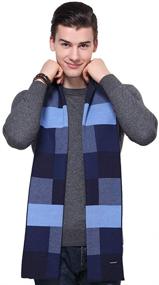 img 2 attached to Men's Wool 🧣 Scarf with Plaid Stripes