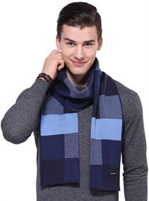 img 4 attached to Men's Wool 🧣 Scarf with Plaid Stripes