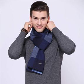 img 1 attached to Men's Wool 🧣 Scarf with Plaid Stripes