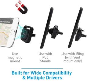 img 2 attached to 📱 Macally Magnetic Phone Car Mount Vent: Upgraded 3-in-1 Holder for Pop Out Stand, iRing, iPhone, Galaxy & More