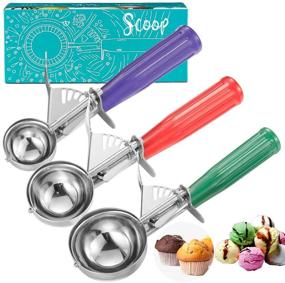 img 4 attached to Melon Scooper Set, Stainless Steel Ice Cream Scoop Set of 3 - Includes Large, Medium, and Small Cookie Scoops - Elegant Packaging