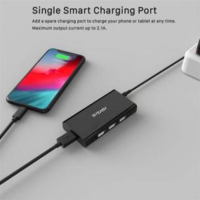 img 2 attached to 💻 BYEASY Powered USB Hub 7 Ports with BC 1.2 Charging Port and Power Adapter - Efficient USB 2.0 Splitter for PC, Laptop, Keyboard, Mouse, HDDs and More