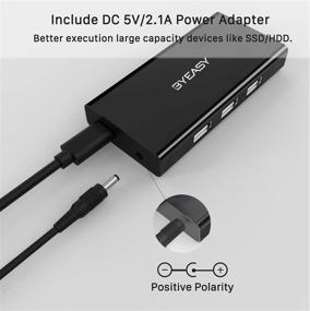 img 1 attached to 💻 BYEASY Powered USB Hub 7 Ports with BC 1.2 Charging Port and Power Adapter - Efficient USB 2.0 Splitter for PC, Laptop, Keyboard, Mouse, HDDs and More