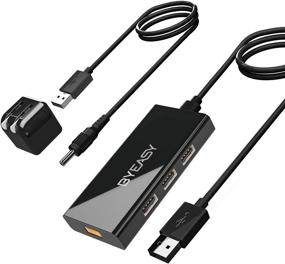 img 4 attached to 💻 BYEASY Powered USB Hub 7 Ports with BC 1.2 Charging Port and Power Adapter - Efficient USB 2.0 Splitter for PC, Laptop, Keyboard, Mouse, HDDs and More