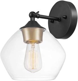 img 4 attached to 🌍 Globe Electric Harrow 1-Light Wall Sconce: Matte Black with Gold Accent Socket and Clear Glass Shade