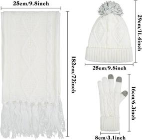 img 3 attached to 🧣 Warm Winter Hat Gloves Scarf Set for Women with Touch Screen Gloves - Soft Cable Knitted Winter Gift Set