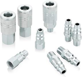 img 4 attached to 🔌 WYNNsky 3/8 Inch High Flow Air Coupler and Plug Kit - Steel Material, 9 Piece Fittings for Air Compressor Hose Accessories - 1/4 Inch NPT Threads Size