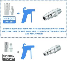 img 3 attached to 🔌 WYNNsky 3/8 Inch High Flow Air Coupler and Plug Kit - Steel Material, 9 Piece Fittings for Air Compressor Hose Accessories - 1/4 Inch NPT Threads Size