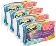 16-pack non-scratch printed scrub-it dish sponges - ergonomic grip for comfortable handling - enhance cleaning efficiency with faster and easier results logo