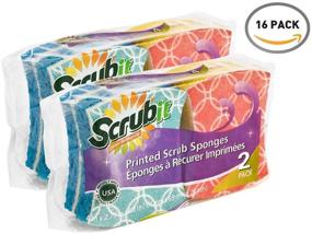 img 3 attached to 16-Pack Non-Scratch Printed Scrub-It Dish Sponges - Ergonomic Grip for Comfortable Handling - Enhance Cleaning Efficiency with Faster and Easier Results