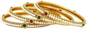 img 2 attached to 💃 Polki Indian Partywear Bangles for Women - Ethnic Traditional Bollywood Fashion Jewelry in Gold Tone by Crunchy Fashion