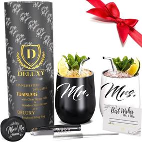 img 4 attached to 🍷 DELUXY Mr and Mrs Wine Tumblers: Perfect Gifts for Couples - Christmas, Weddings, Engagements, Bridal Showers