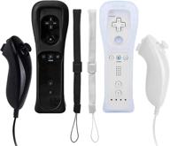 🎮 wii nintendo remote controller set with silicon case - vinklan wii remote and nunchuck controllers for wii and wii u (black and white) logo