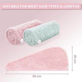 img 1 attached to 🧖 Ceephouge Microfiber Hair Towel Wrap for Women 2-Pack: Quick Dry Hair Drying Towels, Anti-Frizz Absorbent Hair Turban Towel (Green+Pink)