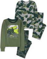 🦖 boys' dino camo snug fit cotton pajamas 2-pack by the children's place - ensuring maximum comfort logo