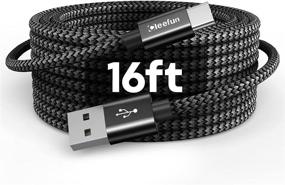img 4 attached to 🔌 5m Long USB C Cable, CLEEFUN USB A 2.0 to USB Type C Cable - Nylon Braided Charger Power Cord for Samsung Galaxy Note Tab, LG, Moto, Sony Pixel and More USB C Phone Tablet Camera