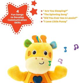img 1 attached to 🦒 KiddoLab Sing and Learn Plush Giraffe - Musical Stuffed Animals with 3 Light-Up Buttons, 4 Children's Nursery Songs and Sound Effects - Soft Learning Toy for Babies and Toddlers
