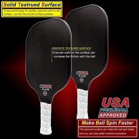 img 3 attached to Graphite Pro Pickleball Paddle with Textured Surface for Enhanced Spin, USAPA Approved - Lightweight Carbon Fiber Pickleball Racquet with PP Core, Complete with Extra Cover and Paddle Grip