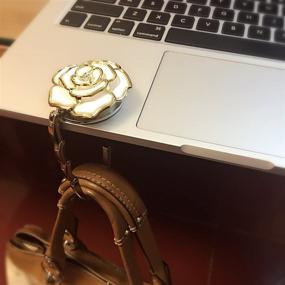 img 1 attached to 🌸 Elesa Miracle Purse Hook - Foldable Handbag Hanger with Velvet Pouch in Gift Box, Folding Table Hanger - White Flower Design