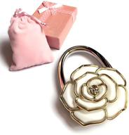 🌸 elesa miracle purse hook - foldable handbag hanger with velvet pouch in gift box, folding table hanger - white flower design logo