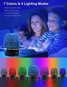 img 3 attached to Night Light Bluetooth Speaker with 360° Rotation, 3D Glass Starry NightLight, Alarm Clock, and 7 Color Changing Dimmable Table Lamp - Perfect Christmas Birthday Gift for Men Women Mom Adults