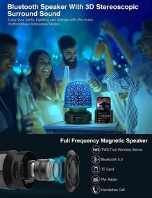 img 2 attached to Night Light Bluetooth Speaker with 360° Rotation, 3D Glass Starry NightLight, Alarm Clock, and 7 Color Changing Dimmable Table Lamp - Perfect Christmas Birthday Gift for Men Women Mom Adults