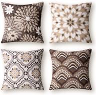 phantoscope set of 4 new living series dahlia and oriental double side print decorative throw pillow case cushion cover, coffee, 18 x 18 inches, 45 x 45 cm - stylish and cozy home décor accessory логотип