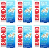 💧 band-aid water block clear waterproof sterile adhesive bandages - assorted sizes, 30 ct (pack of 6) for first-aid wound care of minor cuts and scrapes логотип