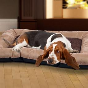 img 1 attached to 🐾 Premium Plush Cozy Pet Bed by PETMAKER - Tan, 43"x29" for Ultimate Comfort