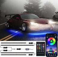 🚗 yuz rgb underglow car lights with app remote control - 16 million colors, music sync, waterproof underbody lights kit, 4 led strip lights for cars suv trucks, dc 12v logo