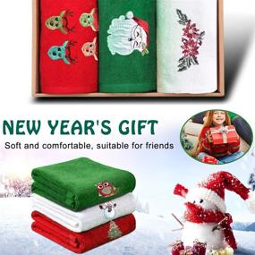 img 1 attached to 🎄 Portin Christmas Decorative Kitchen Towel Set - 3 Pack (Red, White, Green) Highly Absorbent Hand Towels - Ideal Gift for Christmas- 12" x 18