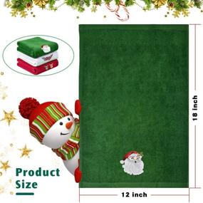 img 3 attached to 🎄 Portin Christmas Decorative Kitchen Towel Set - 3 Pack (Red, White, Green) Highly Absorbent Hand Towels - Ideal Gift for Christmas- 12" x 18