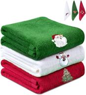 🎄 portin christmas decorative kitchen towel set - 3 pack (red, white, green) highly absorbent hand towels - ideal gift for christmas- 12" x 18 logo