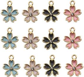 img 3 attached to 🌸 48pcs Gold Plated Enamel Cherry Blossoms Charm Pendant for DIY Jewelry Making - DIY Beads, Necklace, Bracelet, Earring Crafts - M162