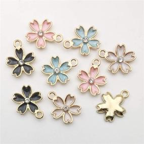 img 1 attached to 🌸 48pcs Gold Plated Enamel Cherry Blossoms Charm Pendant for DIY Jewelry Making - DIY Beads, Necklace, Bracelet, Earring Crafts - M162